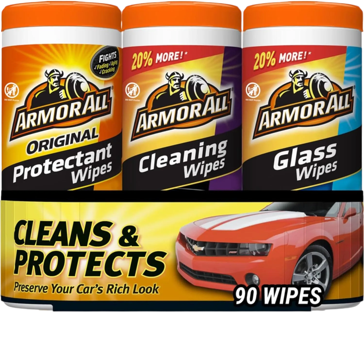Armor All Protectant, Glass and Cleaning Wipes, Wipes for Car In
